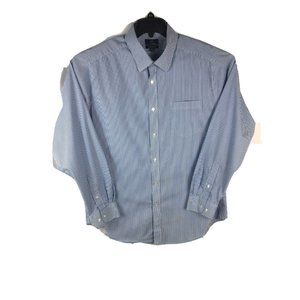 George Classic Fit Men's XL Long Sleeve Button Up Blue Stripped Cotton Blend A23